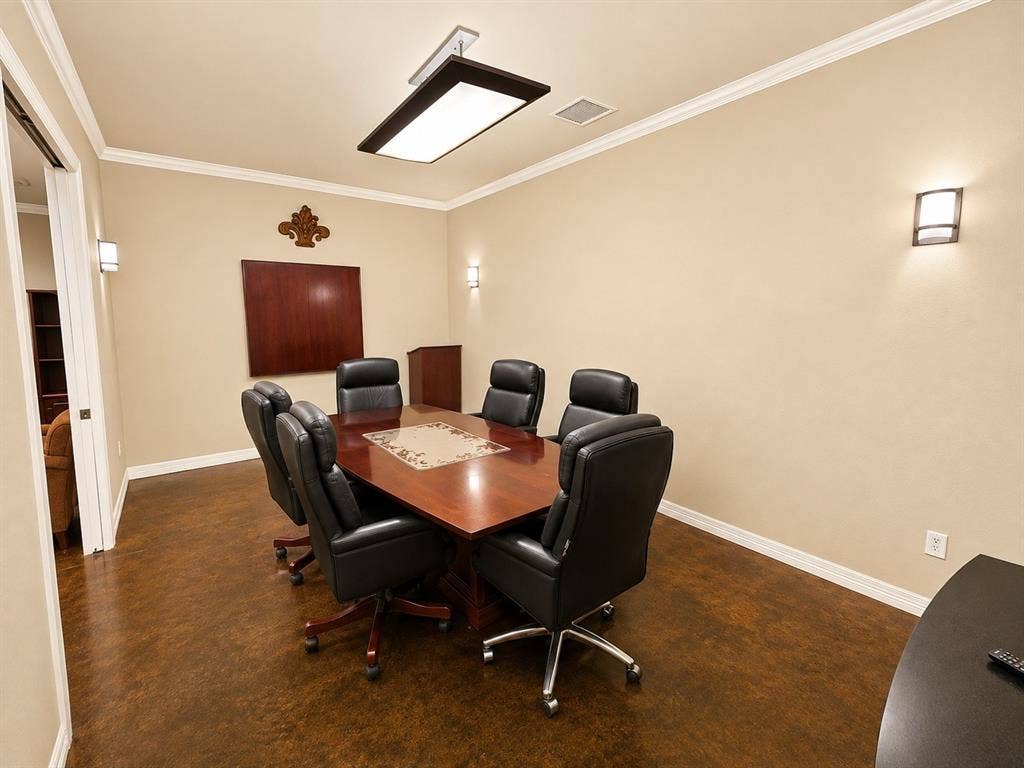 305 W Spring Creek Parkway, #5A, Plano, TX 75023 Formal meeting room featuring crown molding, recessed ceiling lighting, wall-mounted sconces, and wood-finish flooring