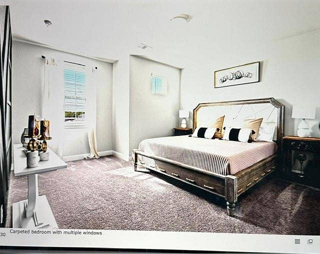 4220 Calla Drive, Forney, TX 75126 Carpeted bedroom featuring multiple windows, recessed lighting, and a neutral color palette