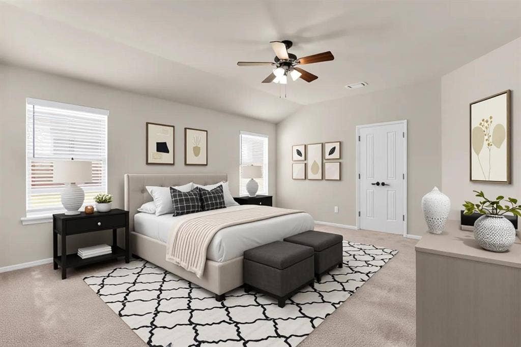 805 Andrews Court, Anna, TX 75409 AI generated primary bedroom with traditional furniture options.