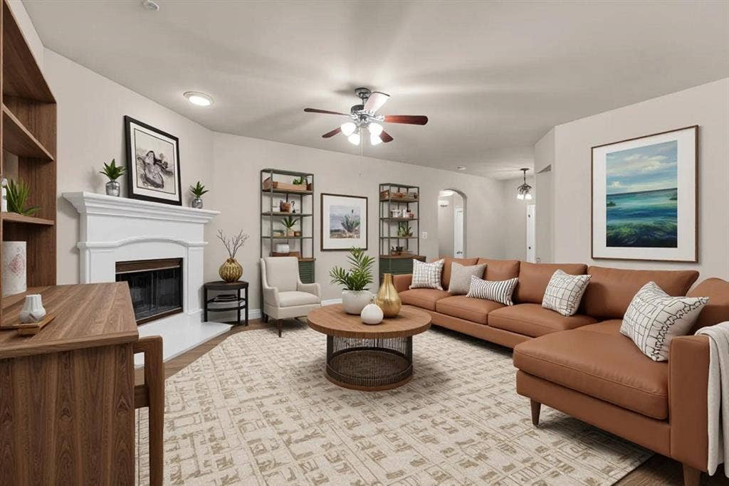 805 Andrews Court, Anna, TX 75409 AI generated living room with modern furniture options.