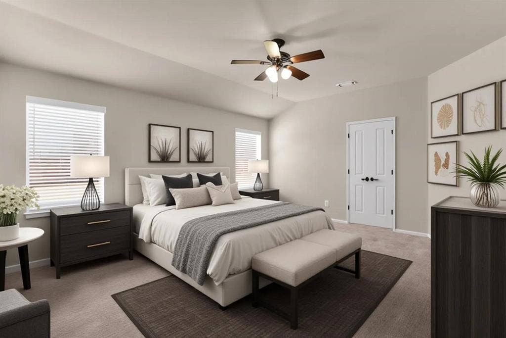 805 Andrews Court, Anna, TX 75409 AI generated primary bedroom with traditional furniture options.
