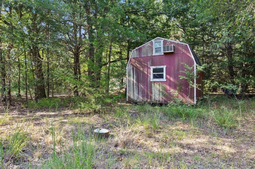 Red storage shed