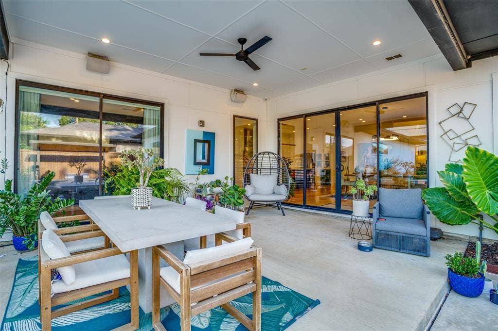 3766 Manana Drive, Dallas, TX 75220 View of patio featuring a ceiling fan and outdoor dining space