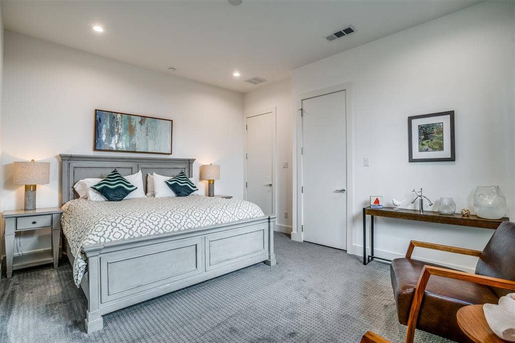 3766 Manana Drive, Dallas, TX 75220 Premium Dream Weaver carpeted bedroom with baseboards and recessed lighting.