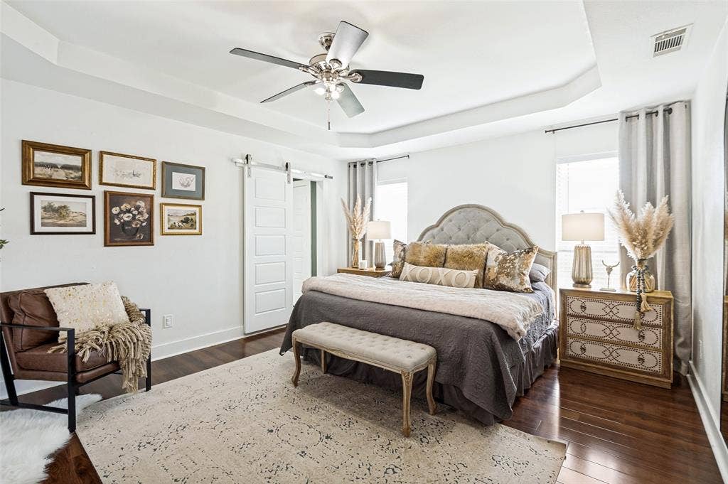 With French doors open to patio