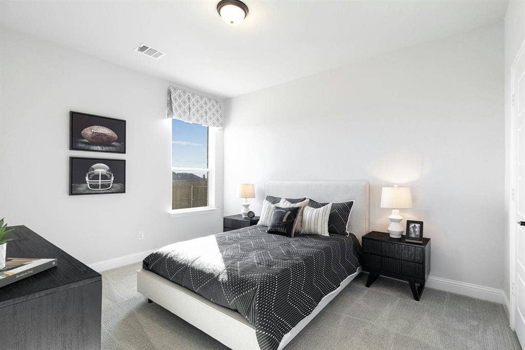 Secondary Bedroom of Kentsdale Farms home in DeSoto, TX by Kindred Homes