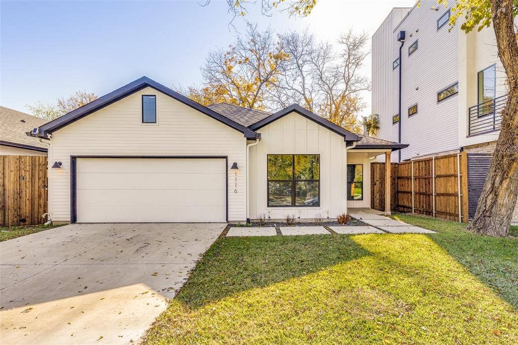 1116 Muncie Avenue, Dallas, TX 75212 Modern white siding exterior with a dark trim roofline