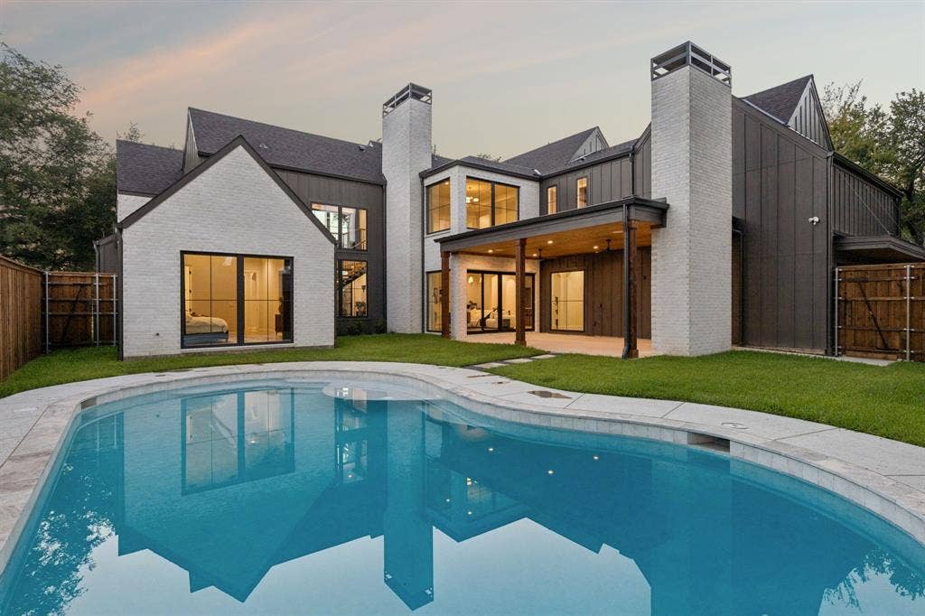 16834 Mossy Oak Drive, Dallas, TX 75248 Backyard with covered patio, greenspace and in ground pool