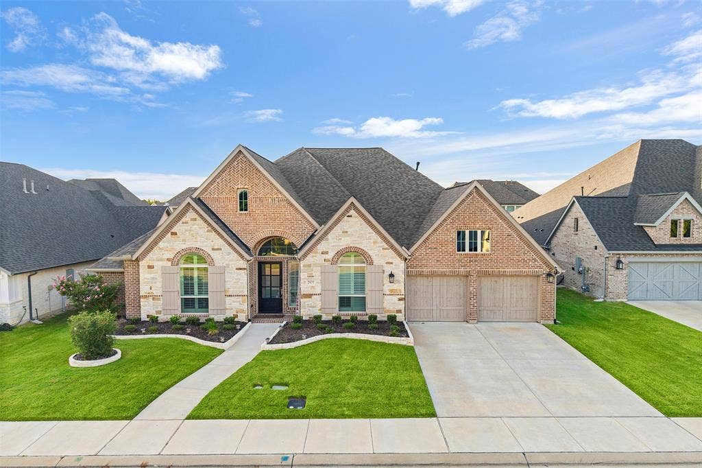 2837 Midlake Drive, Midlothian, TX 76065 Stately brick and stone exterior with architectural shingles