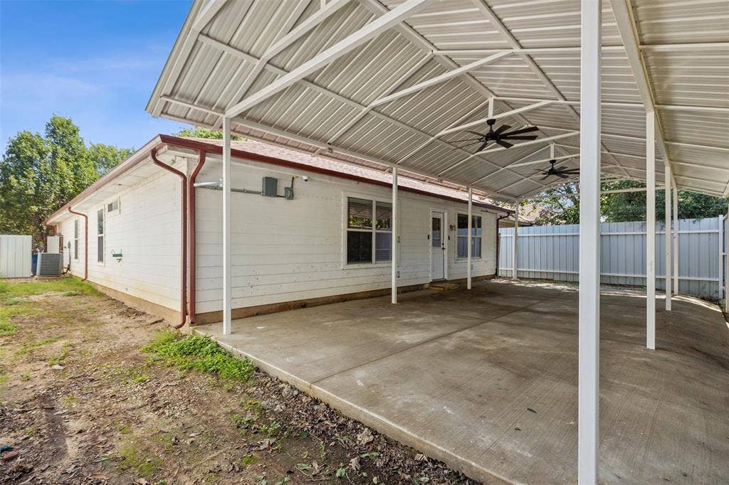 8614 Torreon Court, Dallas, TX 75217 View of patio featuring ceiling fan and central AC unit