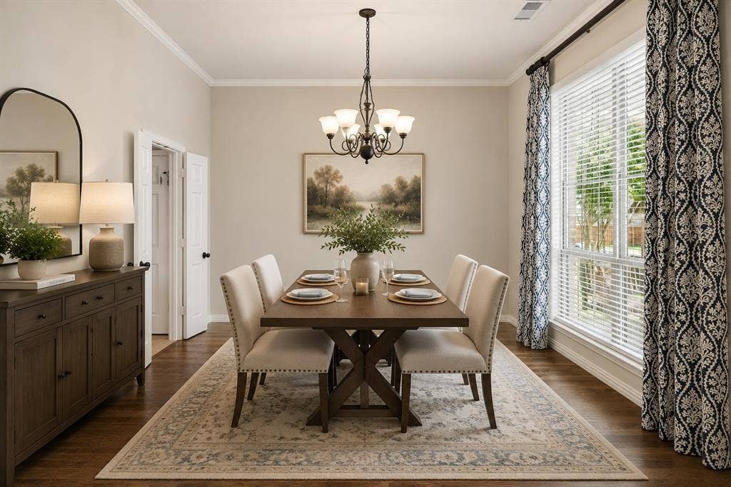 Virtually staged formal dining room