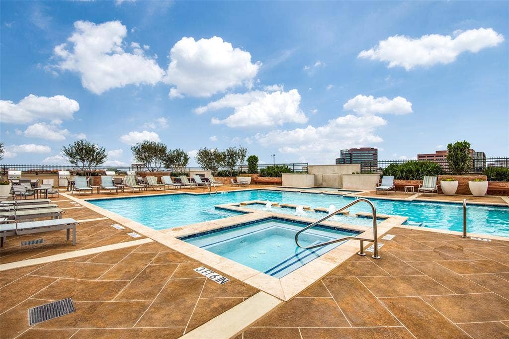 330 Las Colinas Boulevard E, #1016, Irving, TX 75039 Pristine pool provides a place to exercise and relax