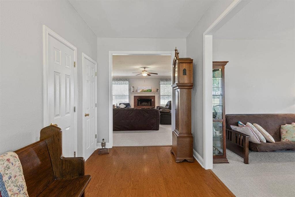Hardwood-finish flooring in the entryway