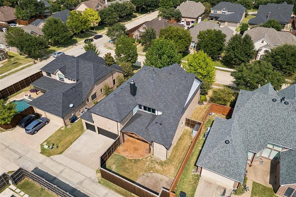 7975 Bishop Drive, Frisco, TX 75036 Back aerial view.