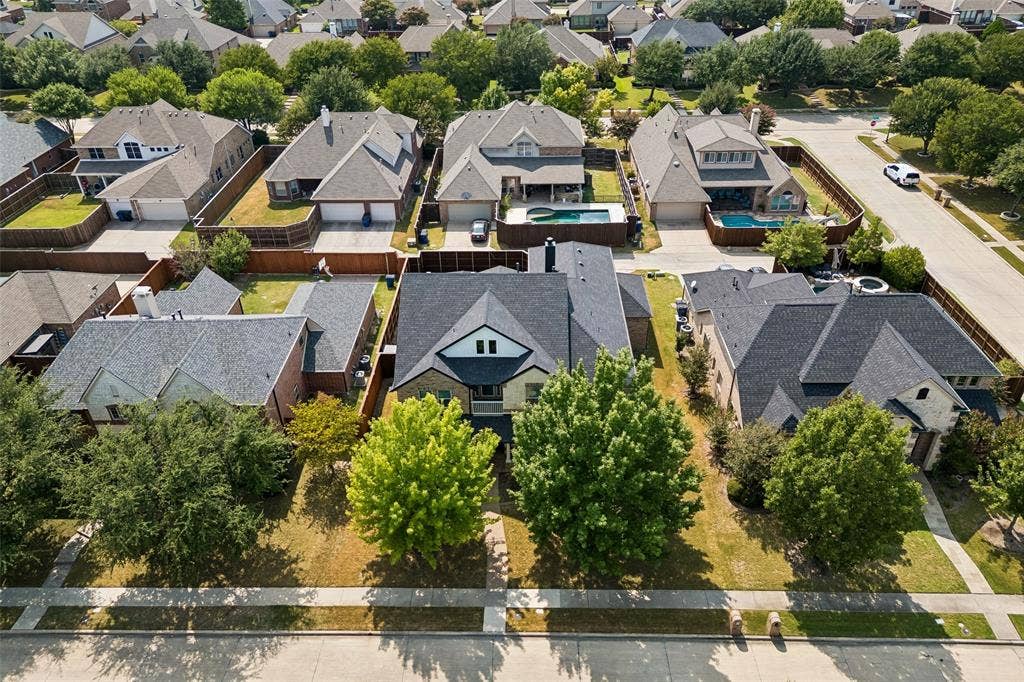 7975 Bishop Drive, Frisco, TX 75036 Front aerial view.