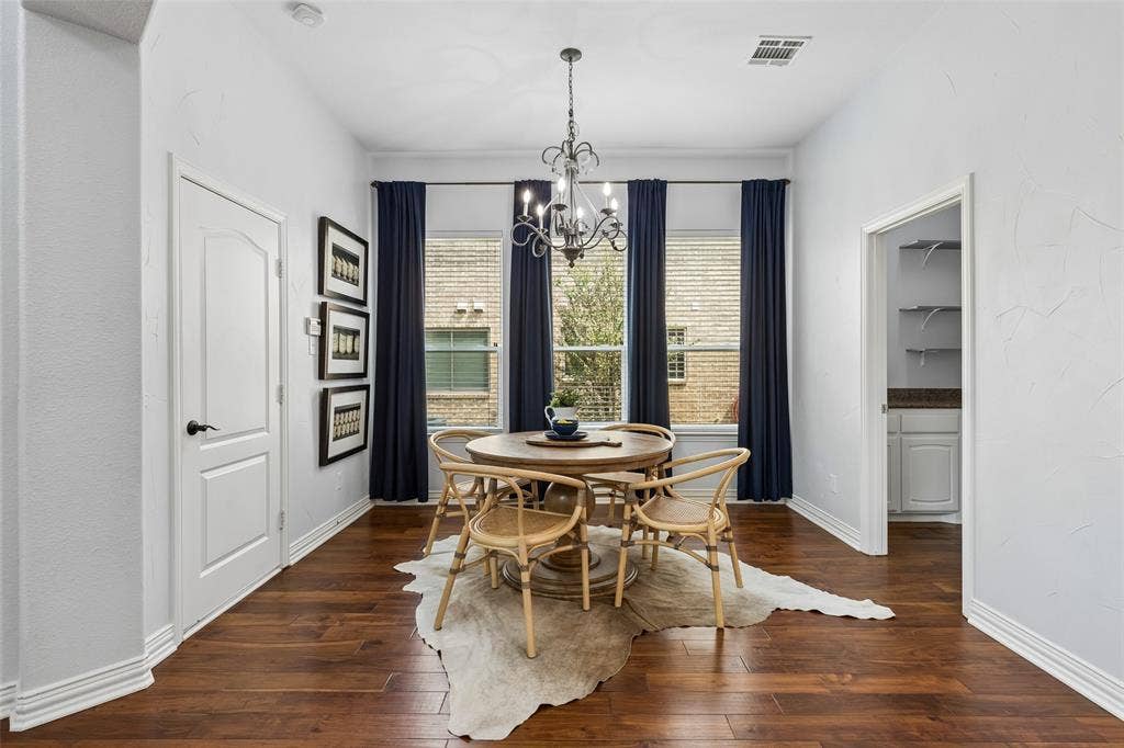 7975 Bishop Drive, Frisco, TX 75036 Breakfast area with engineered hardwood flooring.