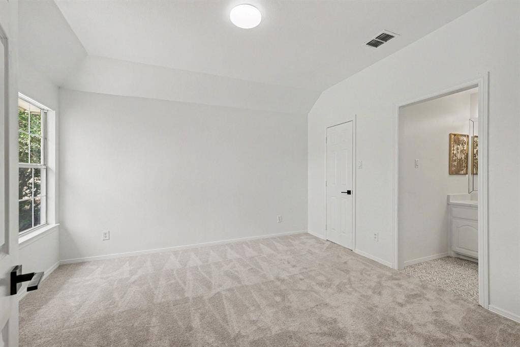 7904 Alderwood Place, Plano, TX 75025 Carpeted room with a window, white walls, and a ceiling light
