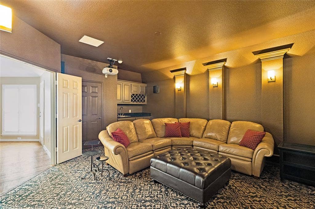 1021 Bandelier Drive, Allen, TX 75013 View of Media Room and Wet Bar- Media Room is the only carpeted Living Area in the home