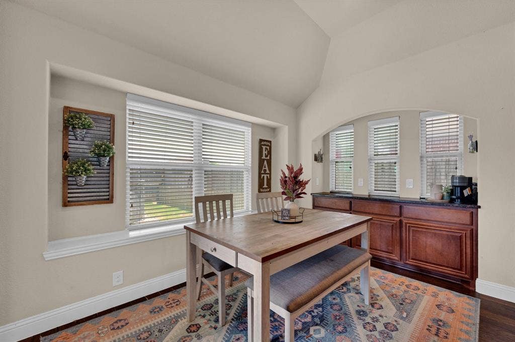 Large enough for most dining needs along with extra counter and cabinet space!
