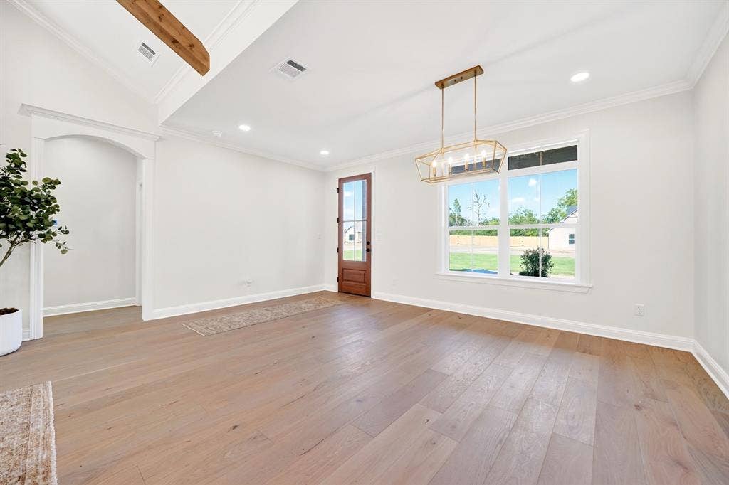 View of the dining room or seating area from the kitchen.
