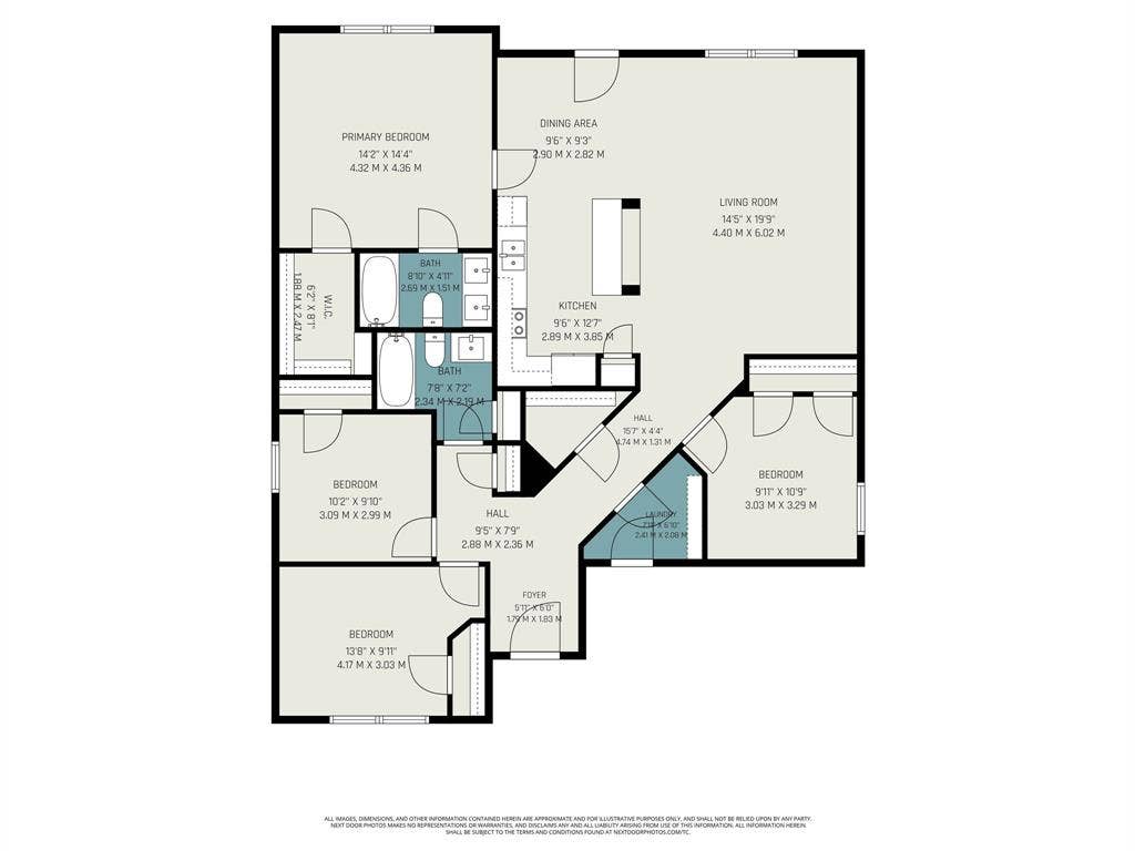 Charming one-story brick residence featuring a welcoming front elevation with peaked roofline, blue entry door, and two-car garage