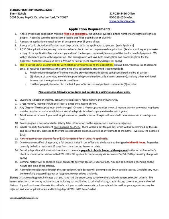 8106 Tanner Avenue, Fort Worth, TX 76116 application requirements