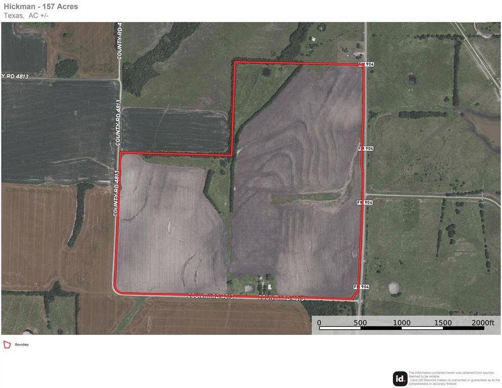 157 Acres FM 904, Ladonia, TX 75449 Property Boundary Map. Illustrating the defined perimeter of the property