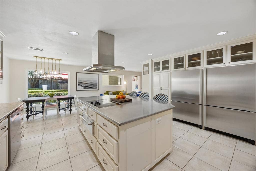 4110 Shady Hill Drive, Dallas, TX 75229 Additional views of the spacious kithcen with oversized built-in refrigerator and freezer, 5 burner cooktop and warming drawer.