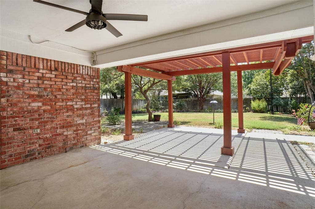 1321 Oak Harbor Boulevard, Azle, TX 76020 Charming covered patio with a pergola—the perfect spot to enjoy your morning coffee outdoors.