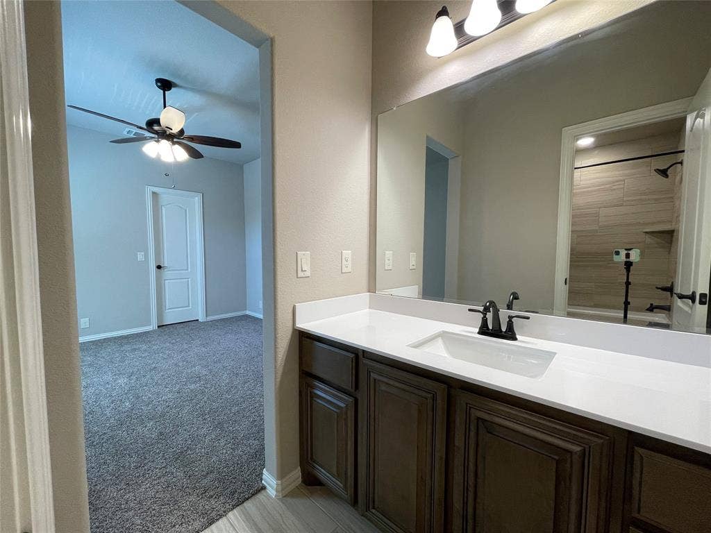 Jack and Jill Bathroom #3 Sink, view of Bedroom #4, upstairs