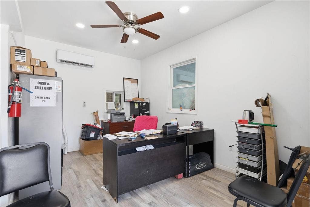 2136 California Crossing Road, Dallas, TX 75220 Room featuring wood-finish flooring, recessed lighting, and a ceiling fan