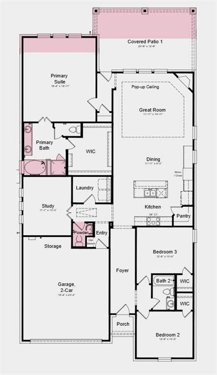 1709 Angus Drive, Celina, TX 75009 Additional Highlights include: Half bath in place of coat closet, extended primary suite, extended covered outdoor living, and slide-in tub at primary bath.