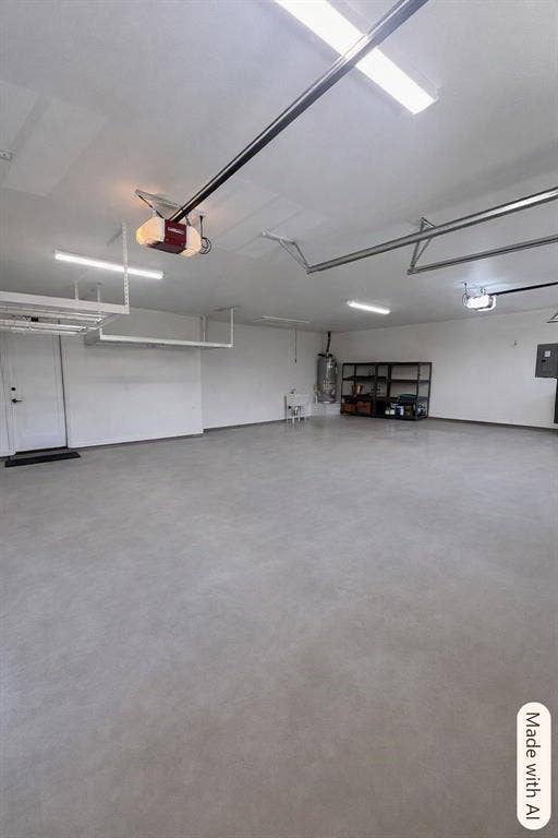 Garage is extra large and has Safe Rack brand storage off ceiling and a deep sink
