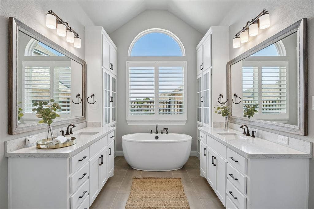 1107 Maverick Drive, Allen, TX 75013 Spa like bath with built in linen cabinets