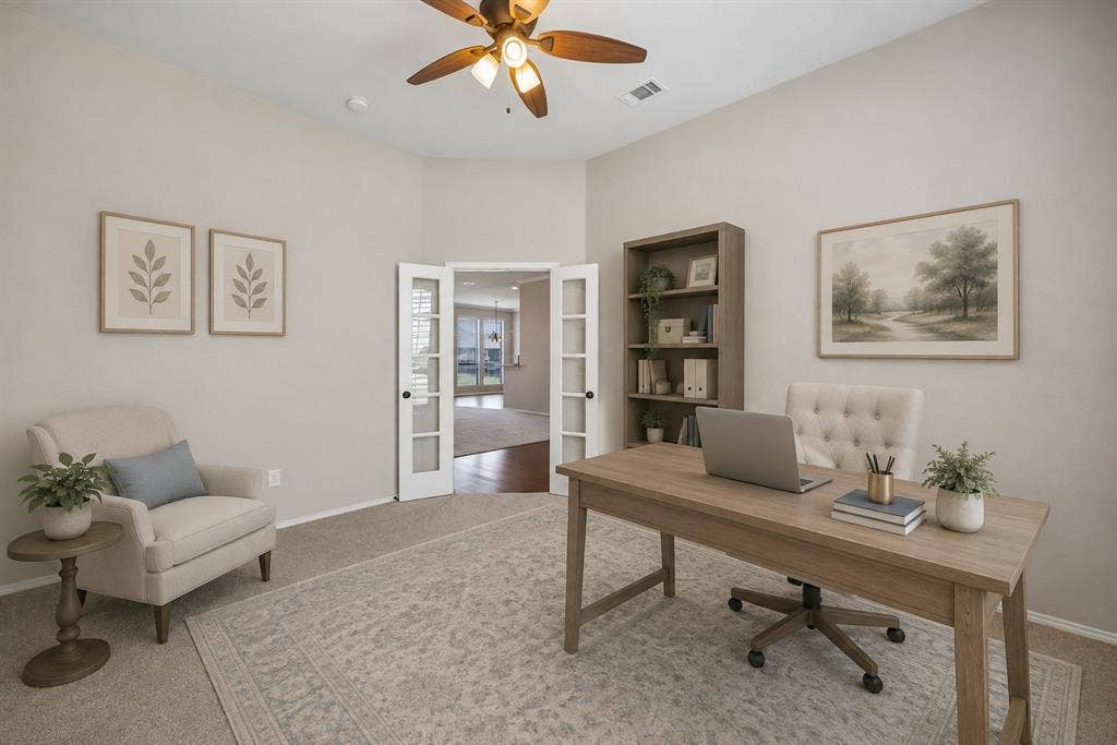Virtually Staged: Another view of the same room, this one staged as an office.