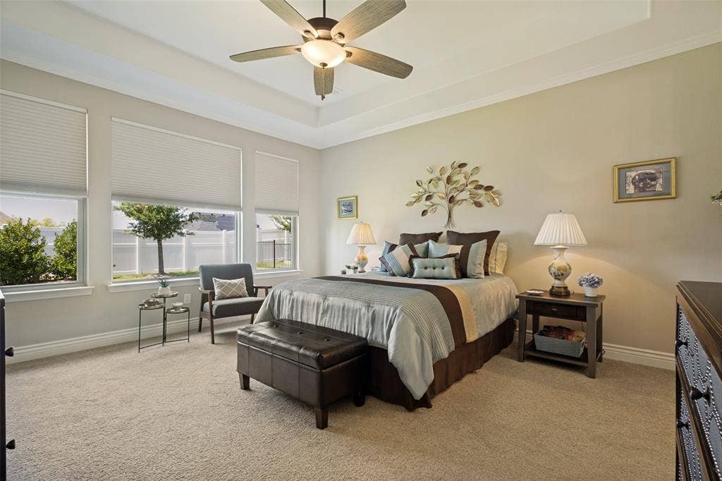 THE SIZE OF THIS WONDERFUL ROOM WAS ENLARED TWO FEET TO ACCOMODATE ANY SIZE FURNISHINGS AND STILL OFFER A SITTING AREA.