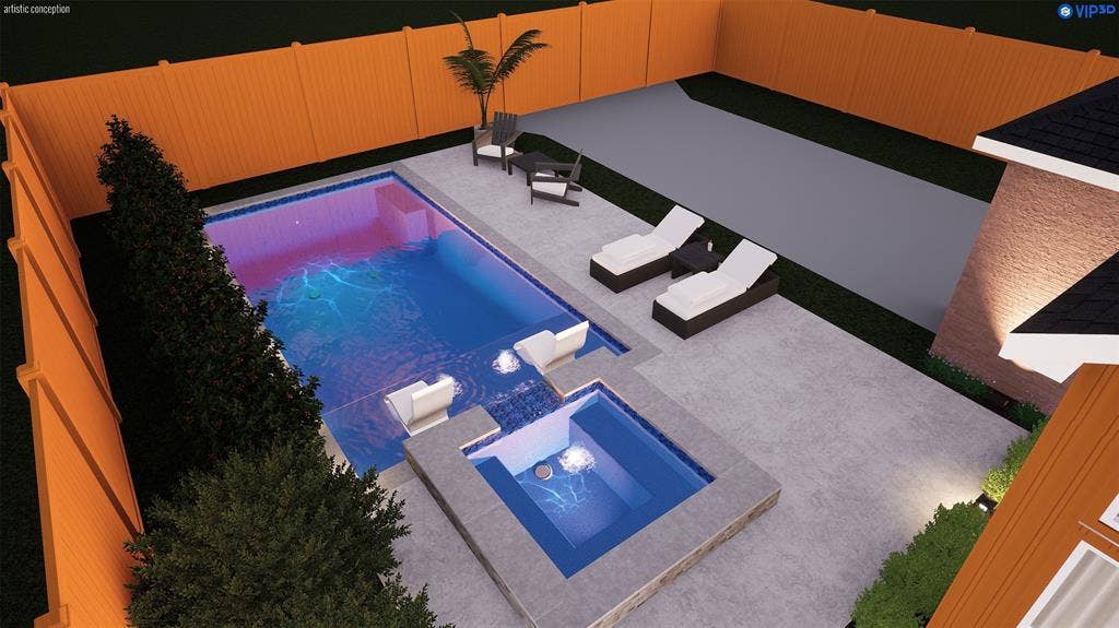 10613 Memphis Drive, Frisco, TX 75035 Virtual Rendering- pool and deck installed back yard