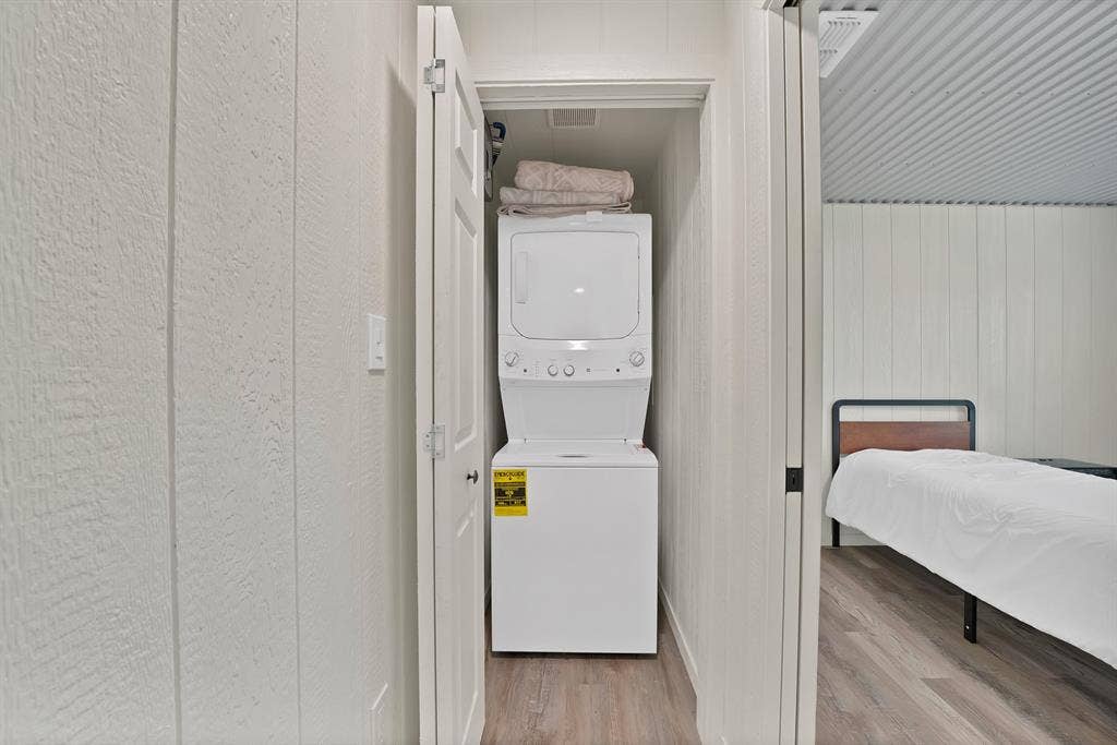 Stackable white washer and dryer unit