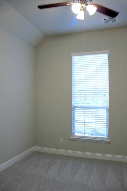 940 Parkside Drive, Argyle, TX 76226 3re Bedroom Vaulted ceiling, ceiling fan with light kit, window with blinds, and neutral carpeting