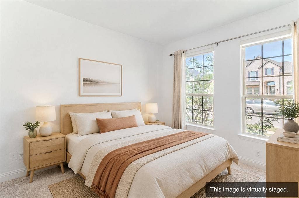 2515 Bedford Road, Northlake, TX 76226 Recessed lighting in a neutral tone room with two large windows