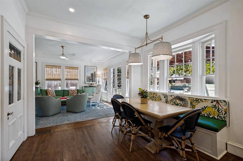 5610 Gaston Avenue, Dallas, TX 75214 Hardwood-finish flooring, built-in window seating, decorative pendant lighting, and an open-concept layout