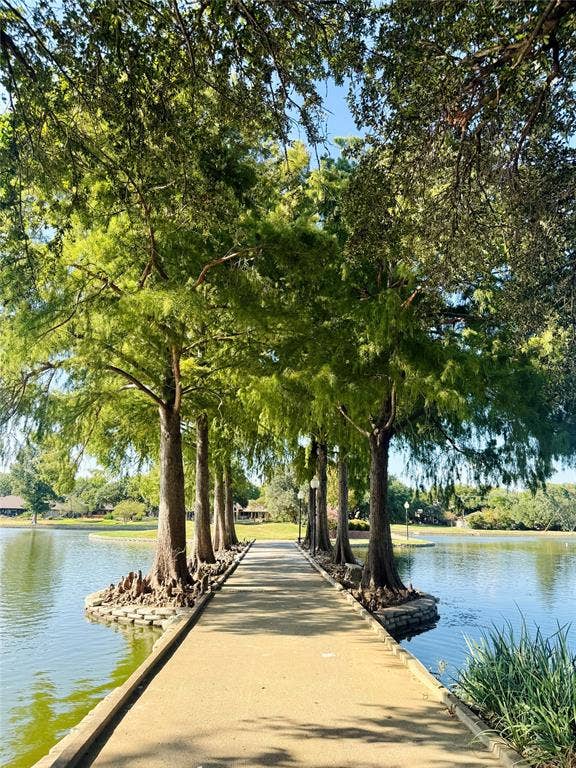 2601 Country Place, Carrollton, TX 75006 Waterfront pathway with mature trees and landscaping