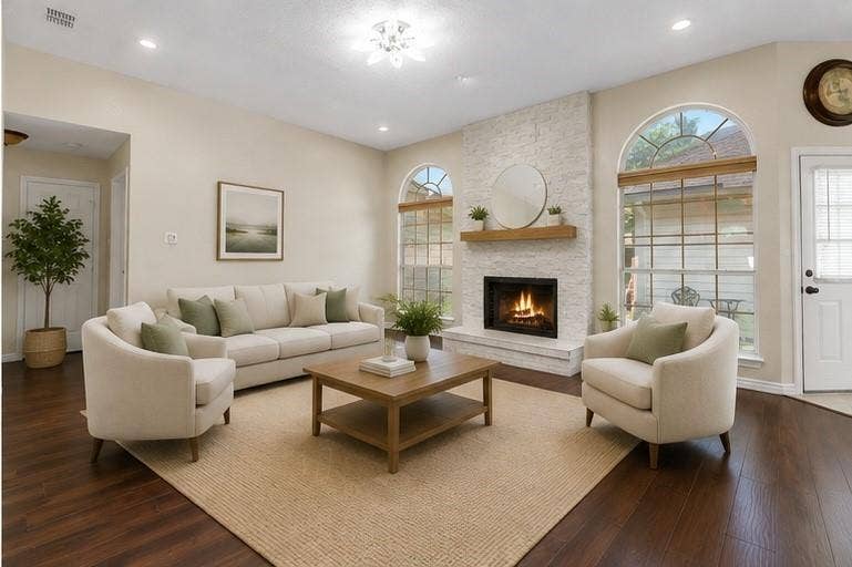 4001 Arrowcrest Lane, Garland, TX 75044 Digital staging of Living Room