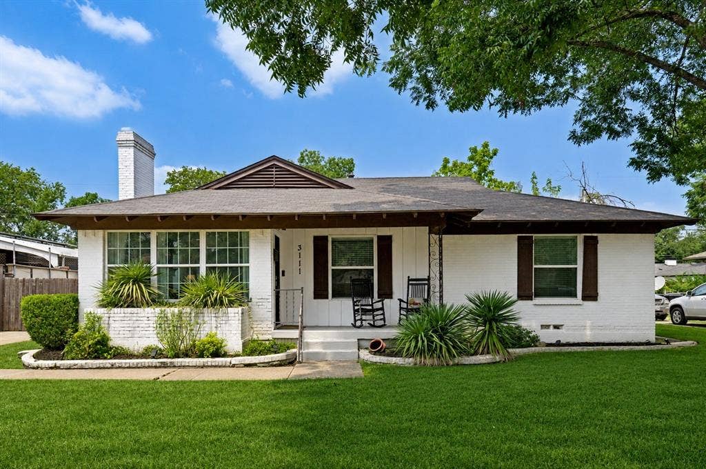 3111 Rotan Lane, Dallas, TX 75229 Precious ranch-style home with charming patio. Grass has been digitally enhanced to be greener.