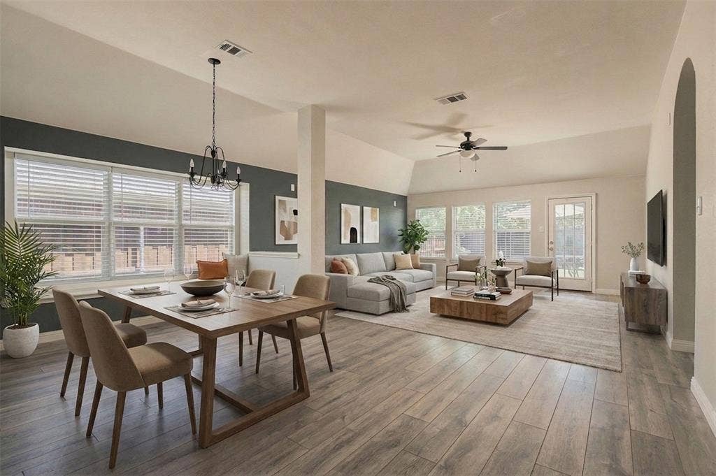 Virtually Staged Dining & Living Area