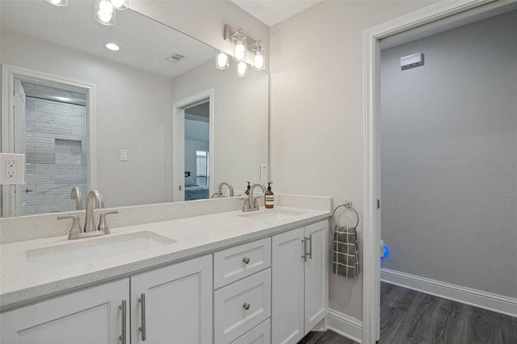 3313 Darion Lane, Plano, TX 75093 full secondary bathroom, with double sink vanity