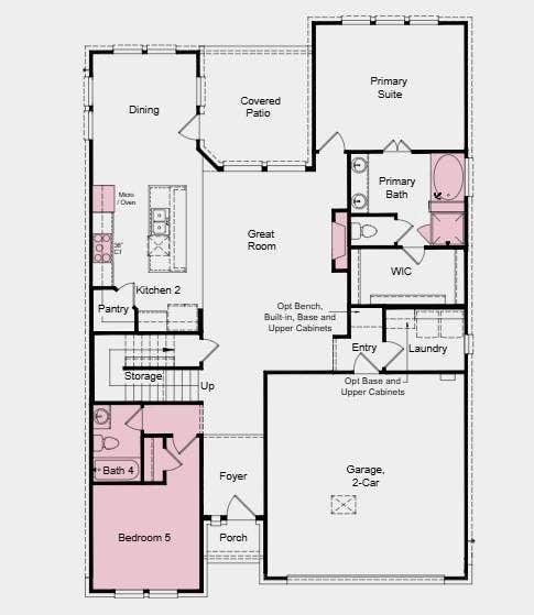 4217 Cleburne Lane, McKinney, TX 75071 First Floor Plan - Additional highlights include: first floor guest suite with full bath, tub and shower at primary bath