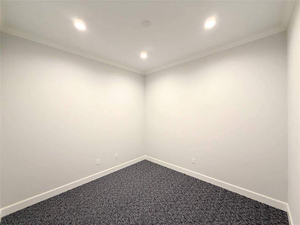 2120 Prairie Drive, #902, Prosper, TX 75078 Recessed lighting, crown molding, light-toned walls, and patterned carpet flooring