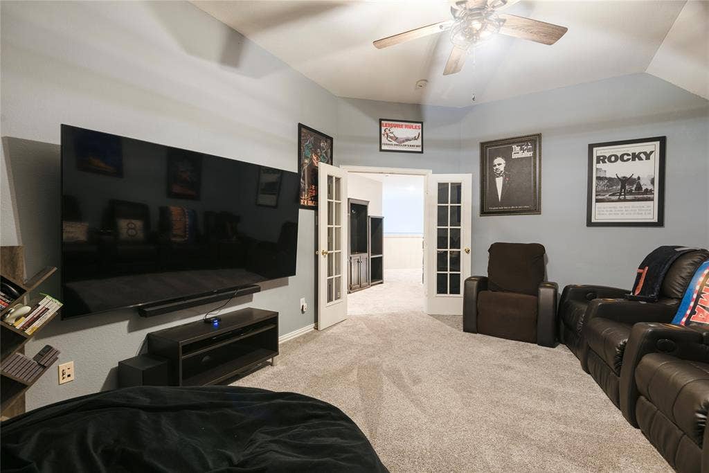 3013 Osage Lane, Denton, TX 76210 Upstairs game or media room has French doors for privacy.