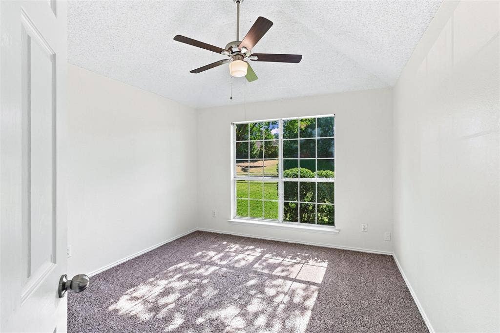 1110 Harvard Lane, Allen, TX 75002 Secondary Bedroom Vaulted ceiling with a ceiling fan, window